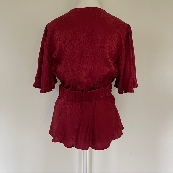 ALC red v neck peplum blouse holiday - Picture 5 of 7